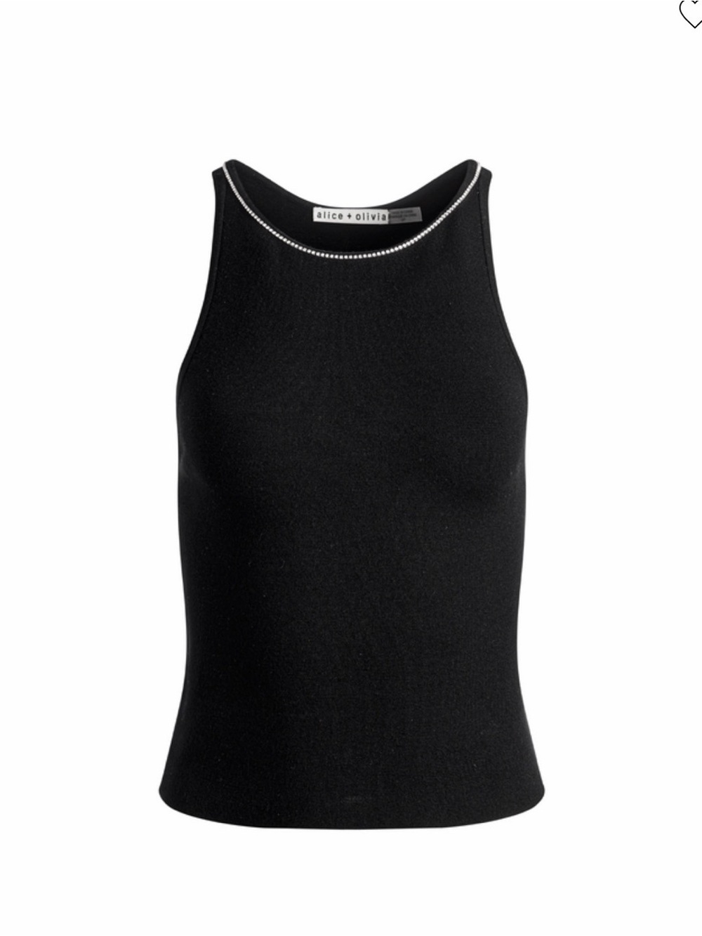NWT- Alice and Olivia VAL CRYSTAL FRINGE CUTOUT TANK Size M
